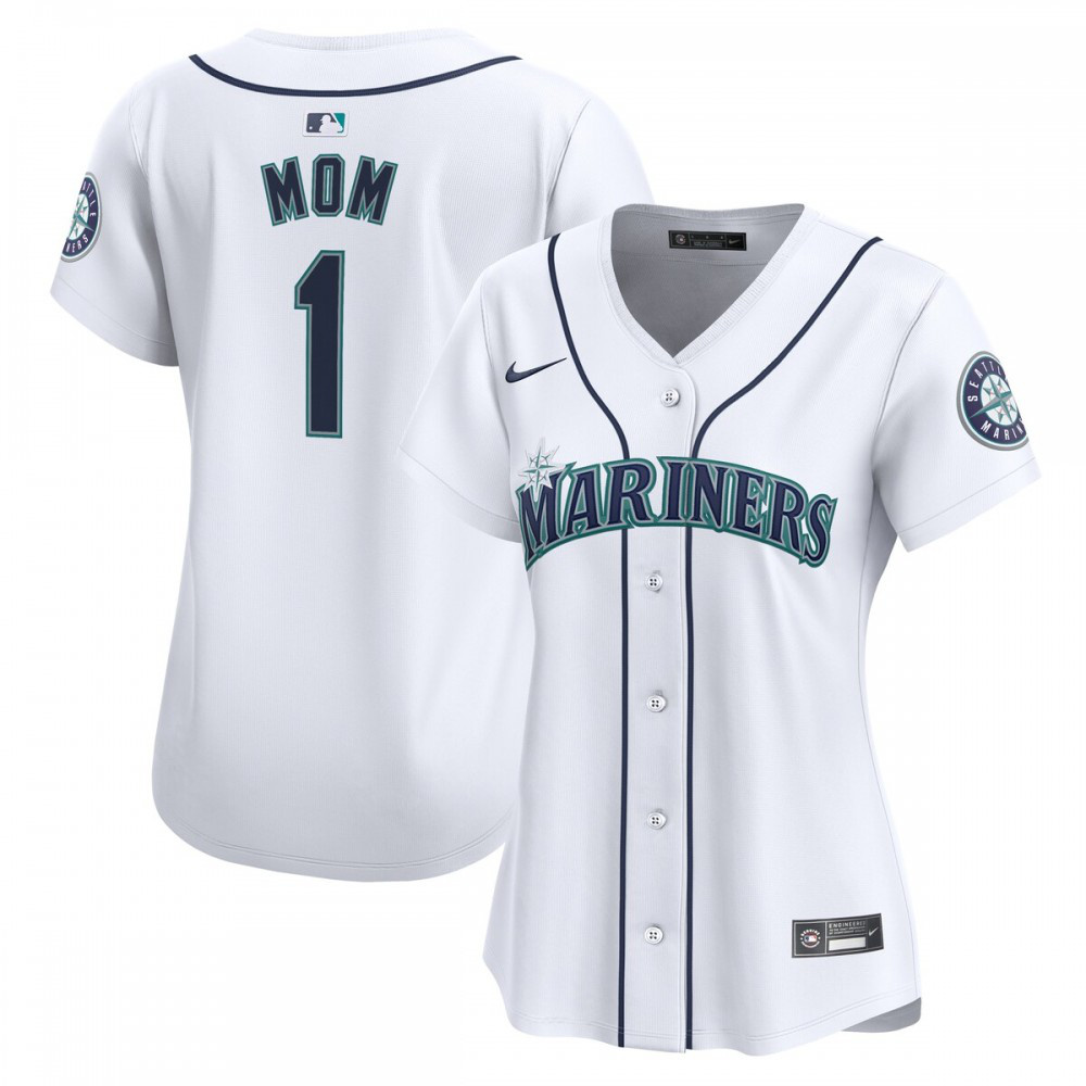 Seattle Mariners Women's #1 Mom Home Limited Jersey - White-Pro Kit Vault | Brand New 26/27 Sports Jerseys